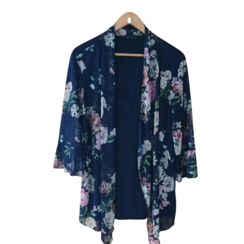 Atelier 29 Floral Open-Front Women's Cardigan Top with attached Tank